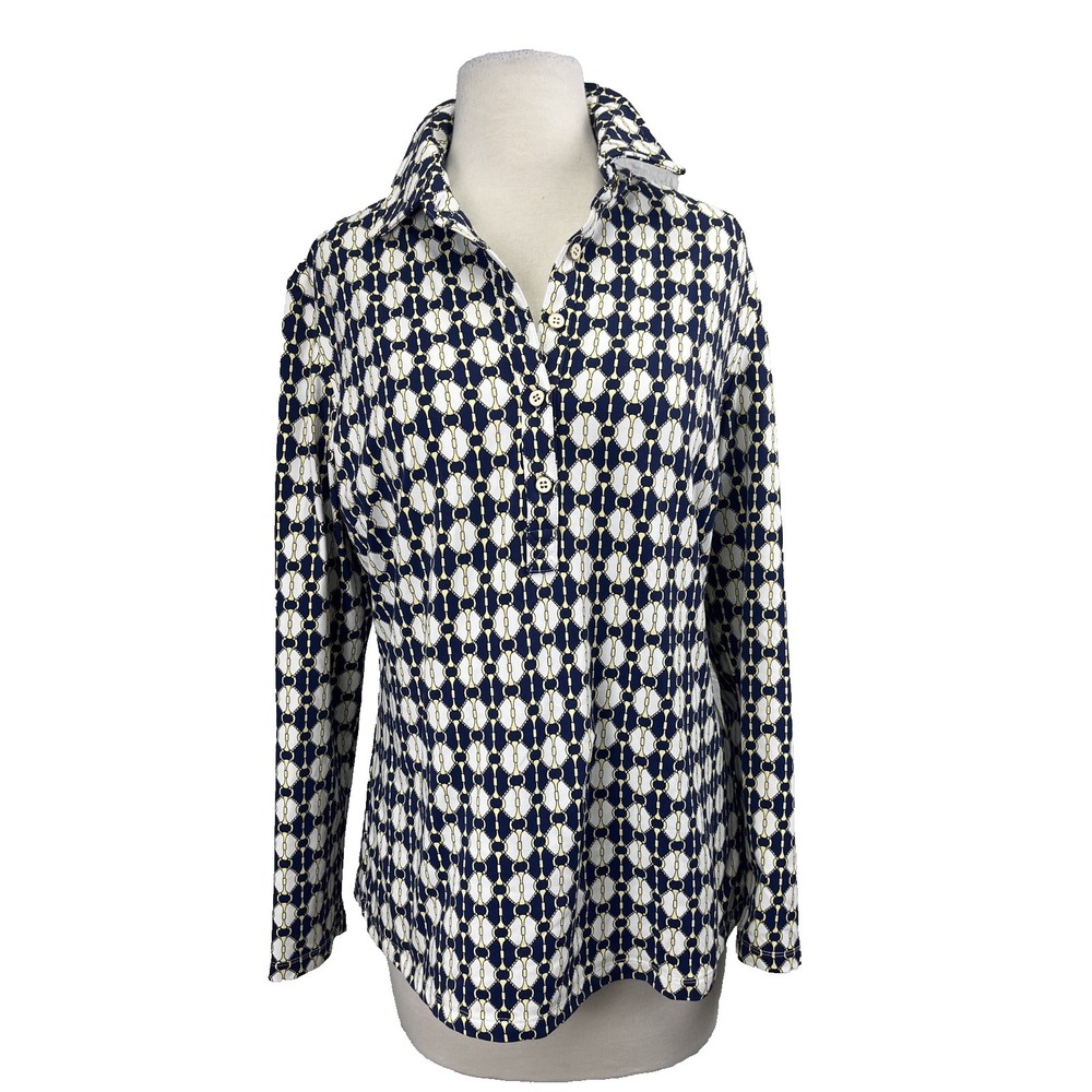 J McLaughlin Court Polo Large Horsebit Equestrian Chain Navy Yellow Catalina